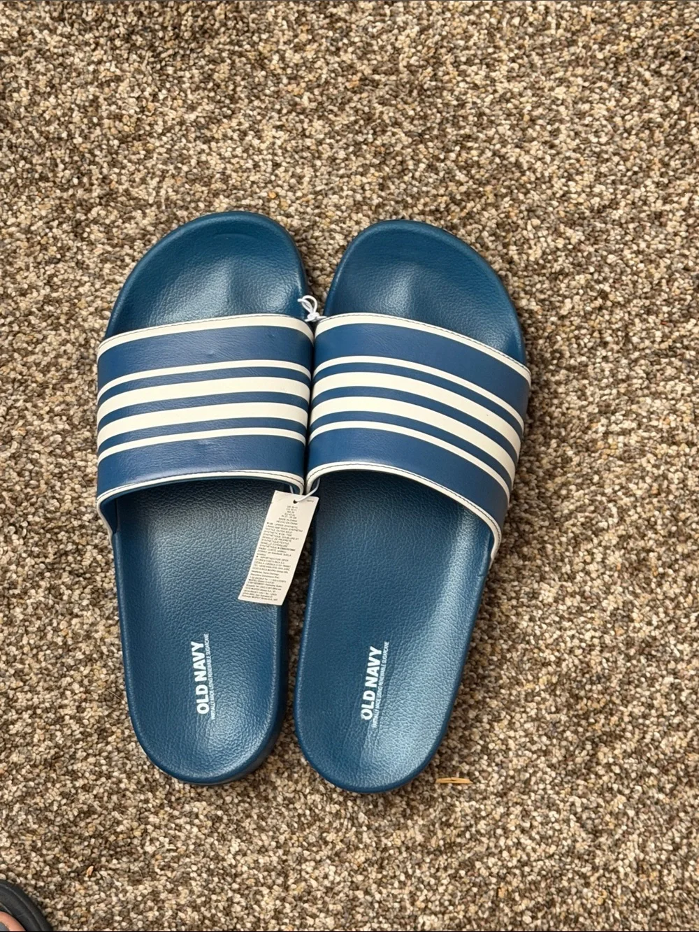 Old Navy Navy Blue Slide Sandals with White Stripes